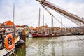 Harlingen, Nethrelands - January 10, 2020. Boats in water canal in downtown in winter