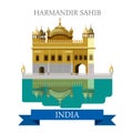 Harmandir Sahib sikhism temple in India vector flat attraction Royalty Free Stock Photo