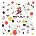 Harmful Addictions Line Icons Collection