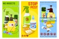 Harmful Insects Cartoon Vertical Banner Set