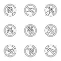 Harmful insects icons set, outline style