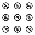 Harmful insects icons set, simple style