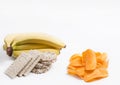 Harmful Potato Chips and Healthy Diet Products Royalty Free Stock Photo