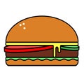 Harmful tasty Burger vector flat icon isolated on white background