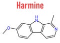 Harmine alkaloid molecule. Skeletal formula.