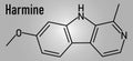 Harmine alkaloid molecule. Skeletal formula.