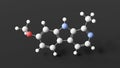 harmine molecule, molecular structure, beta-carboline, ball and stick 3d model, structural chemical formula with colored atoms