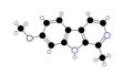 harmine molecule, structural chemical formula, ball-and-stick model, isolated image beta-carboline