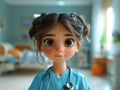 ?harming character illustrations of a girl doctor in a hospital. Generative AI