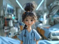 ?harming character illustrations of a girl doctor in a hospital. Generative AI