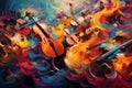 Harmonic Fusion: Witness the fusion of diverse musical elements, blending together like colorful brushstrokes on a canvas, in an