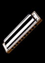 Harmonica Isolated on Black Background Royalty Free Stock Photo