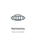Harmonica outline vector icon. Thin line black harmonica icon, flat vector simple element illustration from editable music concept Royalty Free Stock Photo