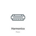 Harmonica outline vector icon. Thin line black harmonica icon, flat vector simple element illustration from editable music concept Royalty Free Stock Photo