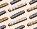Harmonica Pattern - Musical Instruments in Rows Royalty Free Stock Photo