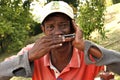Harmonica player Royalty Free Stock Photo