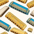 Harmonicas Musical Instruments Pattern Design Royalty Free Stock Photo