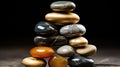 Harmonious Balance: Impossibly Stacked Zen Rocks in Black Gold and Silver