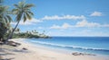 harmonious beachscape with palm trees soft sand Royalty Free Stock Photo