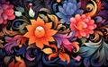 Harmonious Blooms, Seamless Colorful Floral Background Pattern, Generative Ai