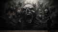 Harmonious Chaos: Supernatural Skulls In Monumental Black Wall Art