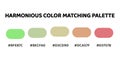 A harmonious color palette with five colors. This palette creates a balanced and harmonious impression,