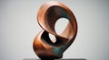 Harmonious Copper Sculpture: Swirling Form In Dark Corner