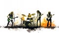 Harmonious Creators: AI-Crafted Amazing Rock Band Illustration