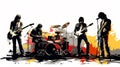 Harmonious Creators: AI-Crafted Amazing Rock Band Illustration