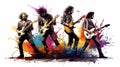 Harmonious Creators: AI-Crafted Amazing Rock Band Illustration