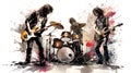 Harmonious Creators: AI-Crafted Amazing Rock Band Illustration