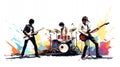 Harmonious Creators: AI-Crafted Amazing Rock Band Illustration