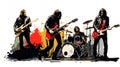 Harmonious Creators: AI-Crafted Amazing Rock Band Illustration