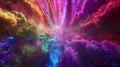 A harmonious explosion of rainbow powder creating a mesmerizing display of color and light