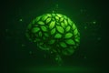 A Harmonious Fusion of Nature and Technology: A Lush Green Brain Crafted from Leaves Royalty Free Stock Photo