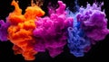 Harmonious fusion of vibrant liquid colors and ink droplets creating captivating cloud formation