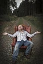 Harmonious and Happy man in the Woods Royalty Free Stock Photo