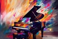 Abstract art. Harmonious Hues: Colorful Artwork Capturing a Grand Piano's Presence in a Room