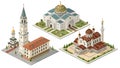 Isometric vector of Diverse Religious and Educational Cityscape Royalty Free Stock Photo