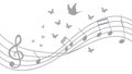 Harmonious Music Notes with Graceful Birds in Flight, vector design Generative AI Royalty Free Stock Photo