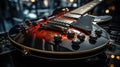 Harmonious Obsidian: A Captivating Close-Up of a Modern Black Guitar Royalty Free Stock Photo