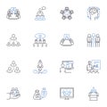 Harmonious teamwork line icons collection. Collaboration, Synergy, Cooperation, Unity, Synchronization, Partnership