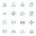 Harmonious teamwork line icons collection. ollaboration, Unity, Synergy, Cohesion, Cooperation, Partnership Royalty Free Stock Photo