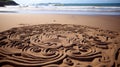 Harmonious and tranquil zen sand pattern for creating a serene and relaxing atmosphere Royalty Free Stock Photo