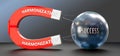 Harmonization attracts Success. A metaphor showing harmonization as a magnet that pulls success Royalty Free Stock Photo