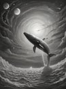 Solitude's Song: 52Hz Whale's Melody : Generative A.I llustration.