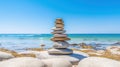 Harmony at the Beach: Zen Stone Tower Royalty Free Stock Photo