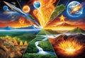 Harmony of the Five Elements of Nature - Air, Water, Fire, Earth, Space Royalty Free Stock Photo