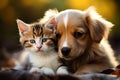 Harmony in fur a kitty and puppy create a heartwarming scene together