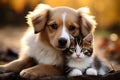 Harmony in fur a kitty and puppy create a heartwarming scene together